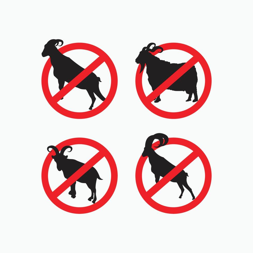 No oveja, No angora cabra, No porra cabra, No grande cuerno cabra - cabra, oveja, Cordero logo emblema o botón icono silueta - mamífero, animal icono vector