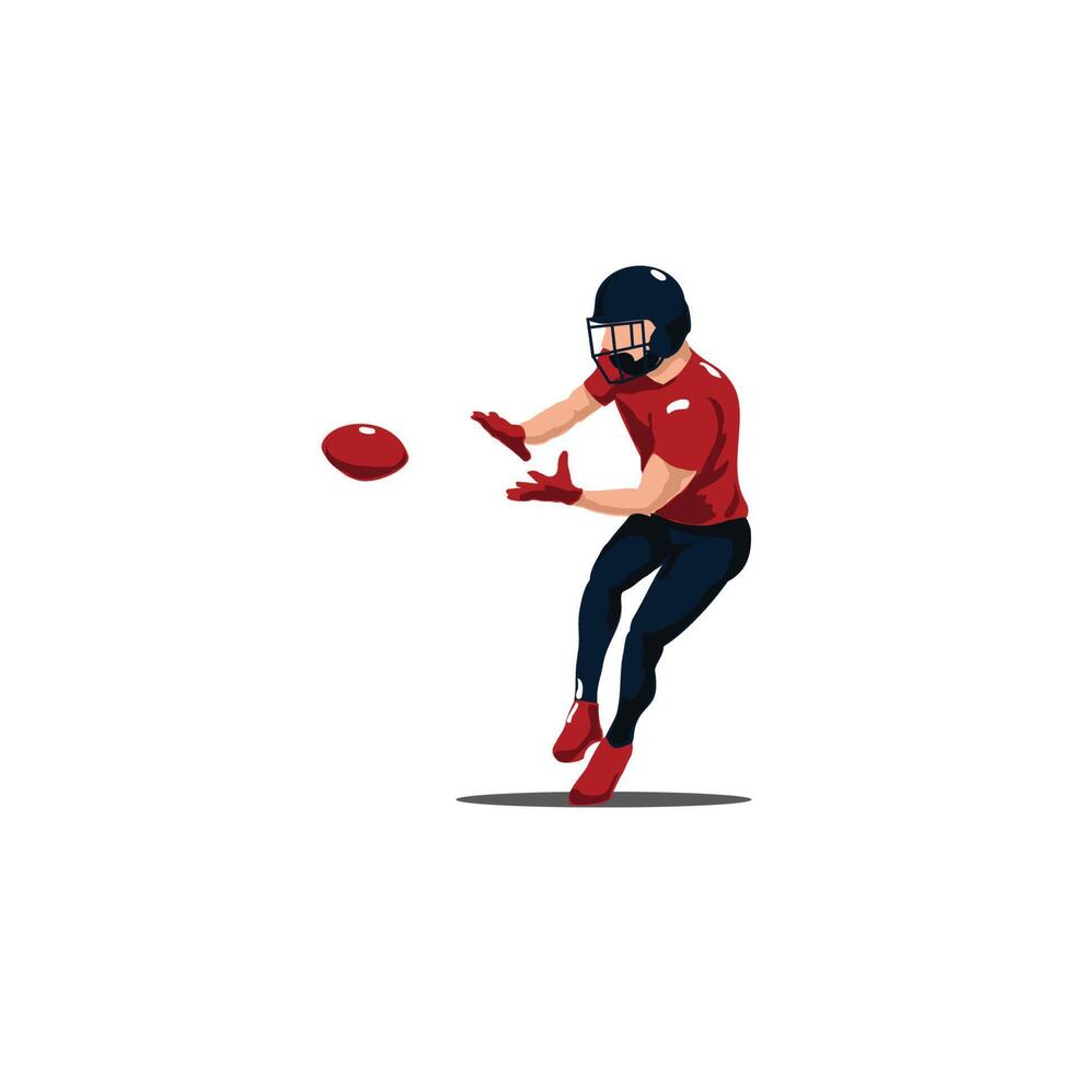 football player catching the ball illustration - flat cartoon style vector