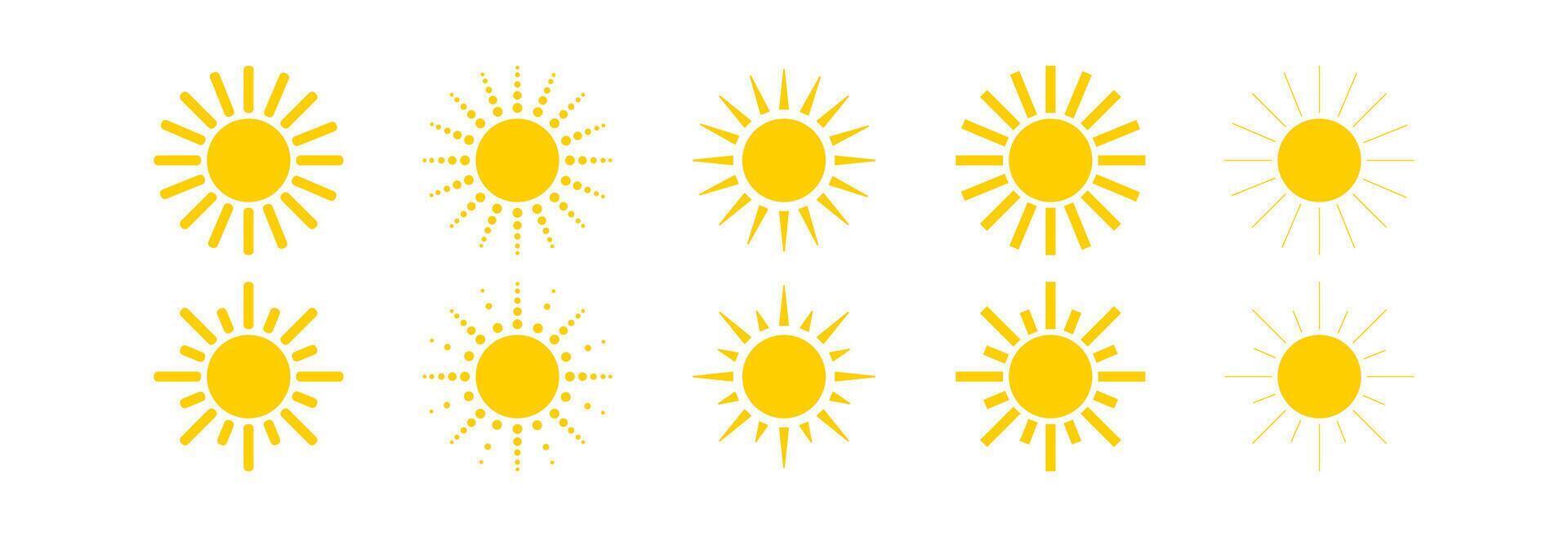 Icons of different sun rays. vector