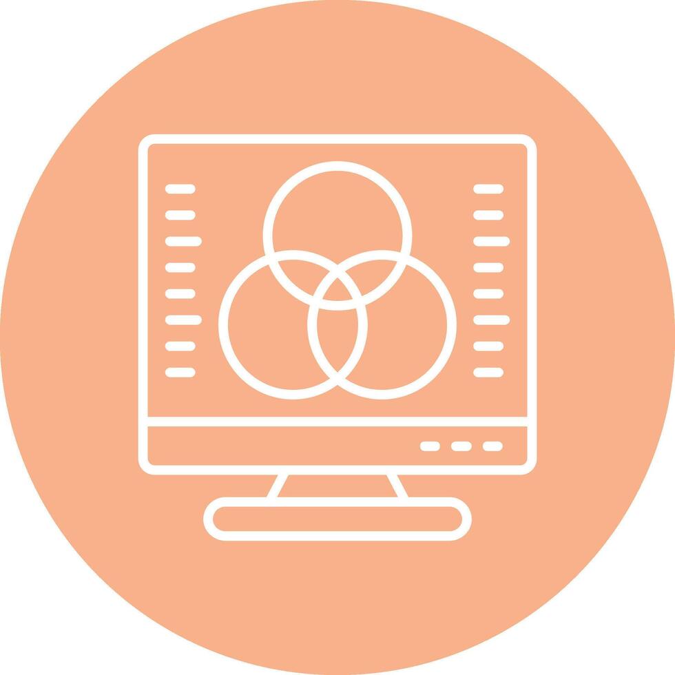 Desktop Computer Line Multi Circle Icon vector