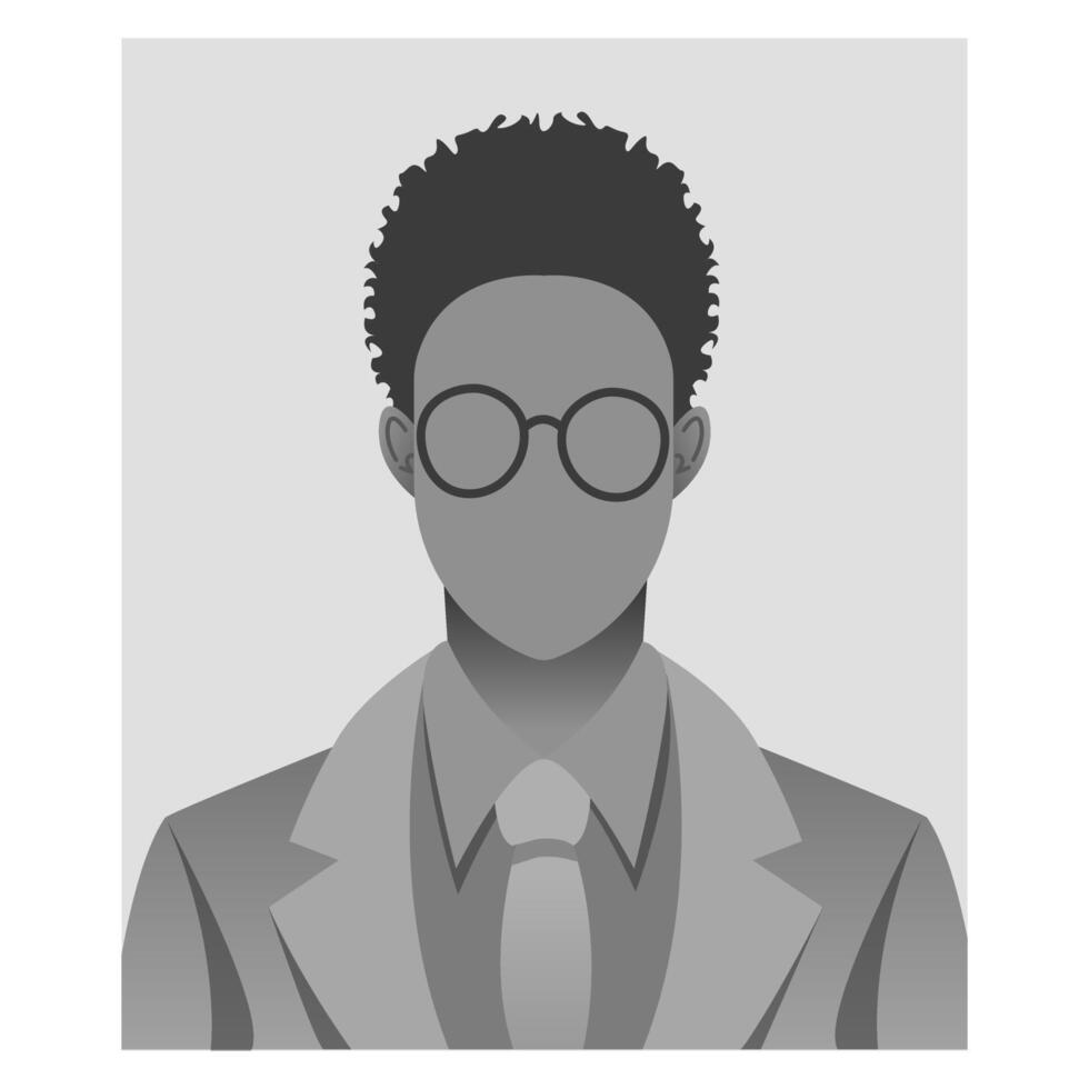 defecto avatar perfil icono - hombre en traje con atar. gris foto marcador de posición escala de grises avatar, usuario perfil, persona icono, silueta, perfil imagen para desconocido o anónimo individuos vector