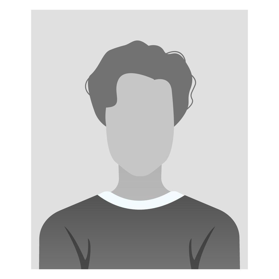 Placeholder Avatar. Male Person Default Man Avatar Image. Gray Profile. anonymous Face Picture. illustration Isolated On White. vector