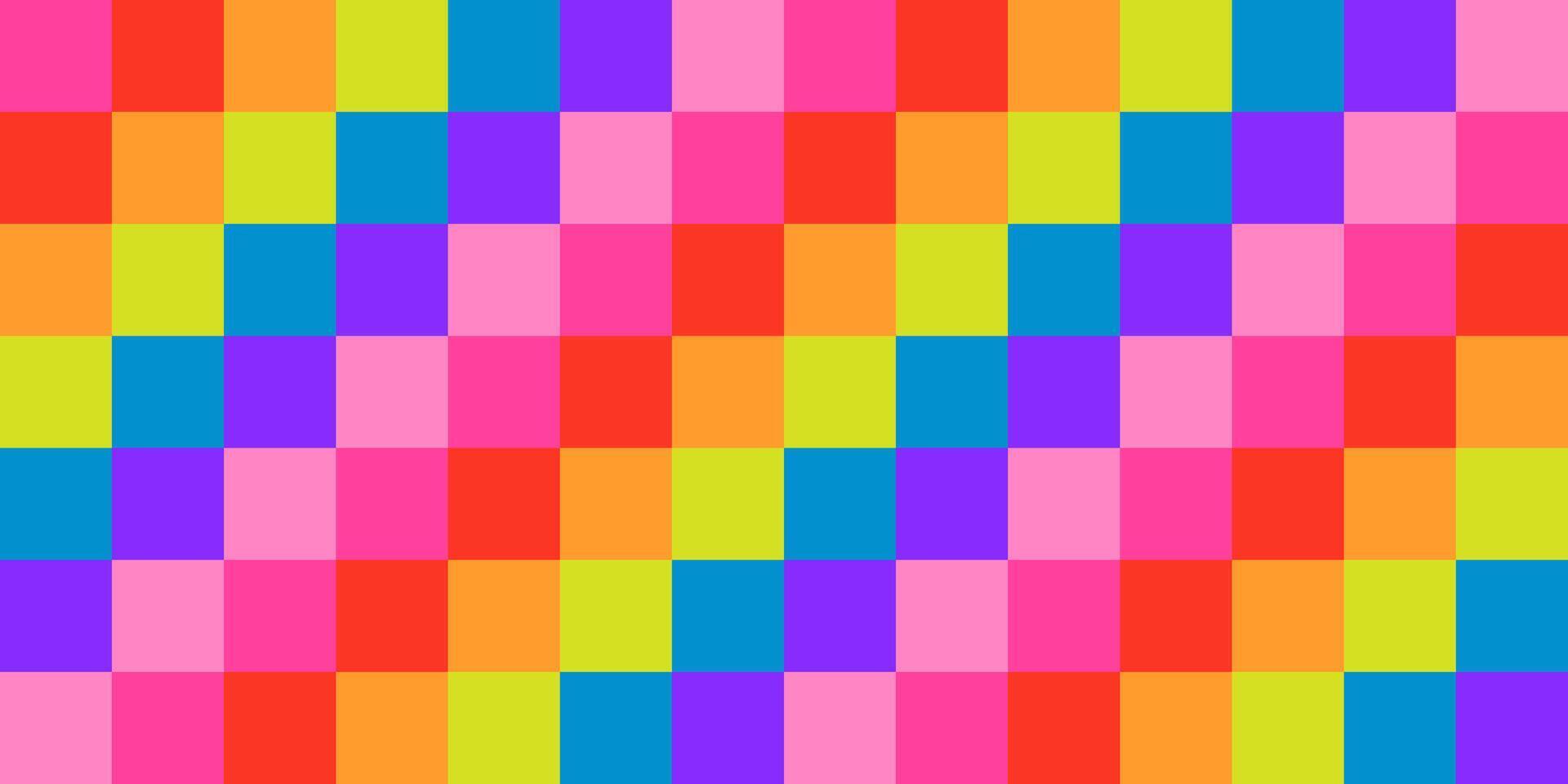 Abstract seamless rainbow pattern of pixels on pink background, 8-bit, pixelation vector