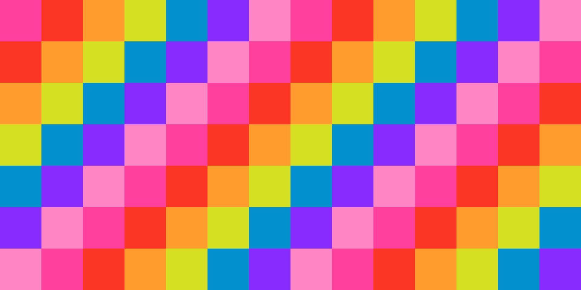 Abstract seamless rainbow pattern of pixels on pink background, 8-bit, pixelation vector