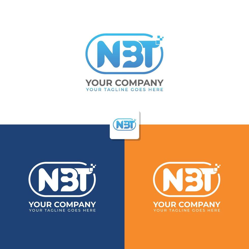 Tech NBT Alphabet initial logo template with elegant gradient blue color vector