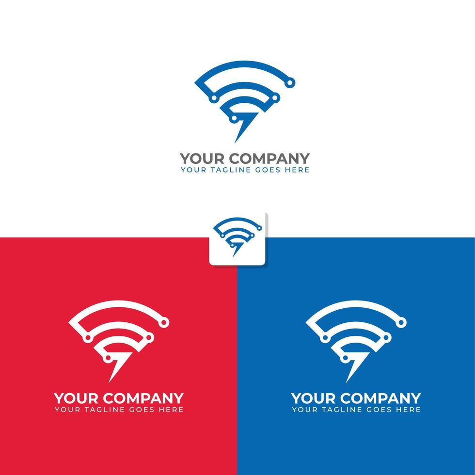 Technology logo design template with WIFI shape depicting network and speed. vector