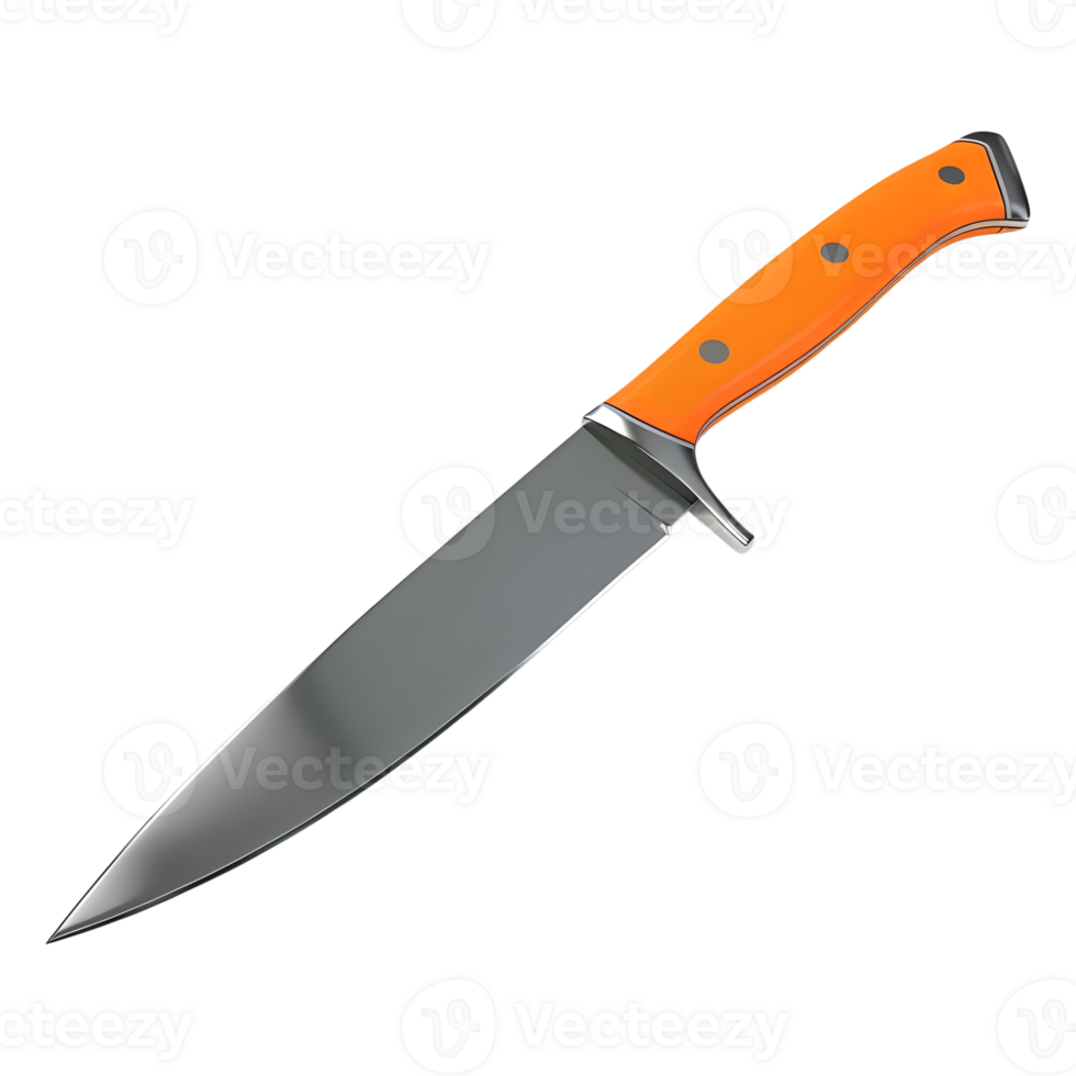 3D Rendering of a Sharp Kitchen Knife on Transparent Background png