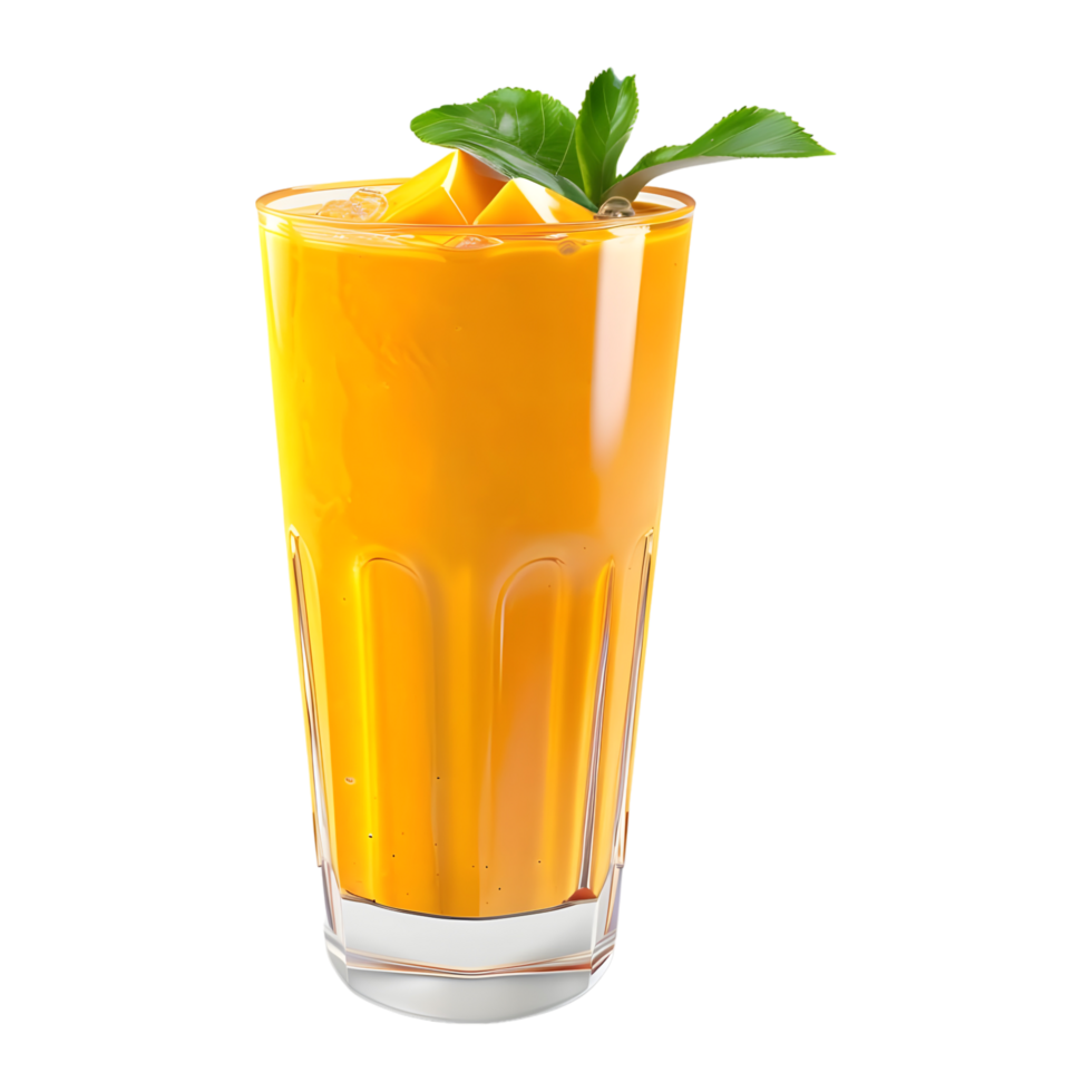 3D Rendering of a Mango Shake in a Glass on Transparent Background png