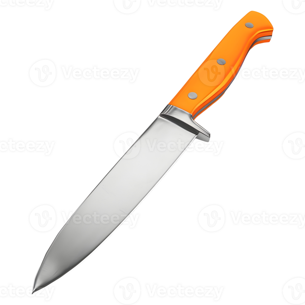 3D Rendering of a Sharp Kitchen Knife on Transparent Background png