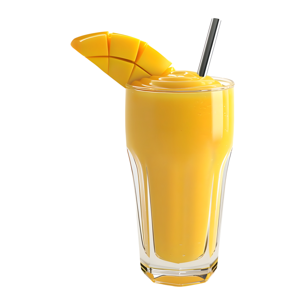 3D Rendering of a Mango Shake in a Glass on Transparent Background png