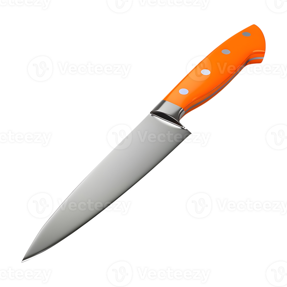 3D Rendering of a Sharp Kitchen Knife on Transparent Background png