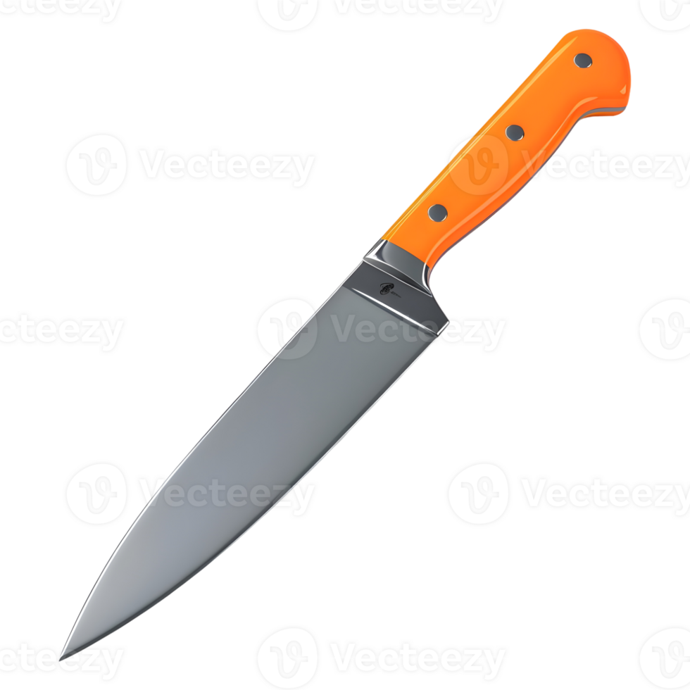 3D Rendering of a Sharp Kitchen Knife on Transparent Background png