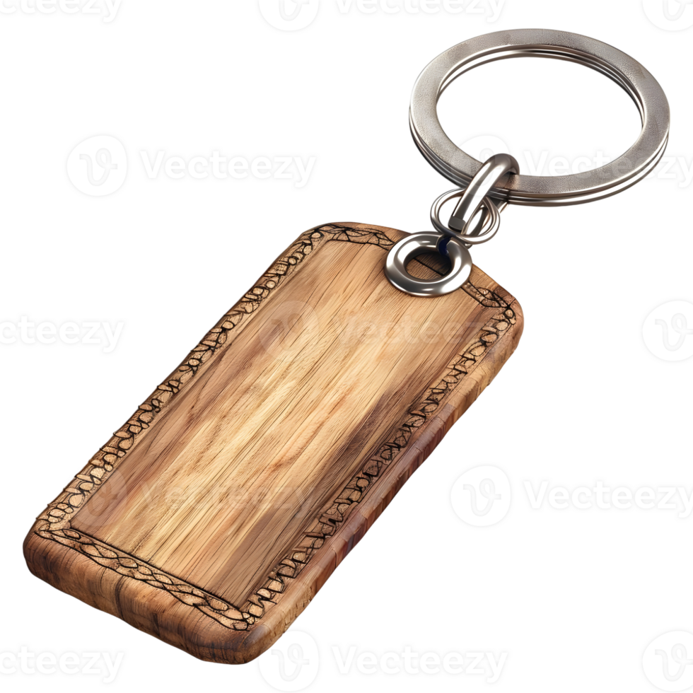 Wooden Key Ring on Transparent background Ai-Generated png