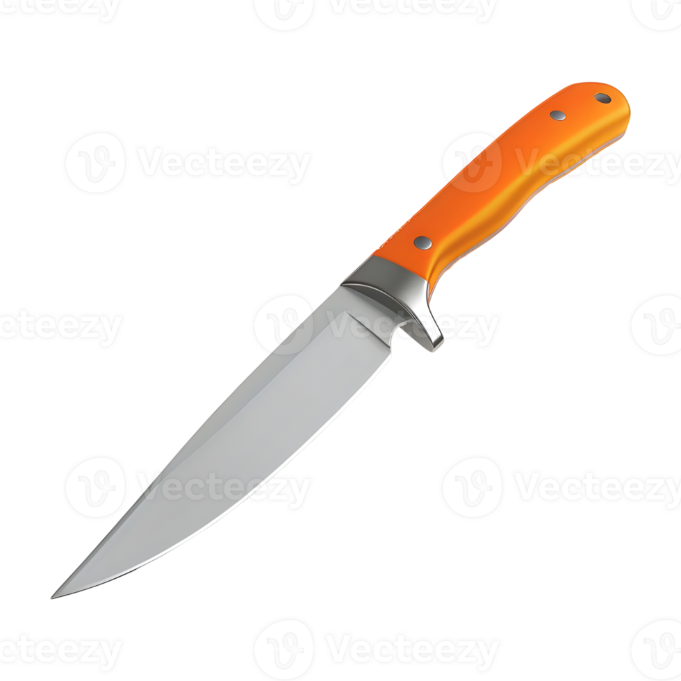 3D Rendering of a Sharp Kitchen Knife on Transparent Background png
