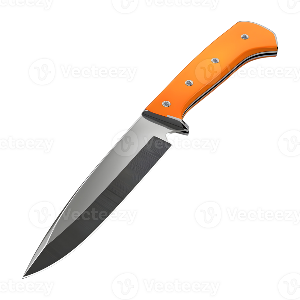 3D Rendering of a Sharp Kitchen Knife on Transparent Background png