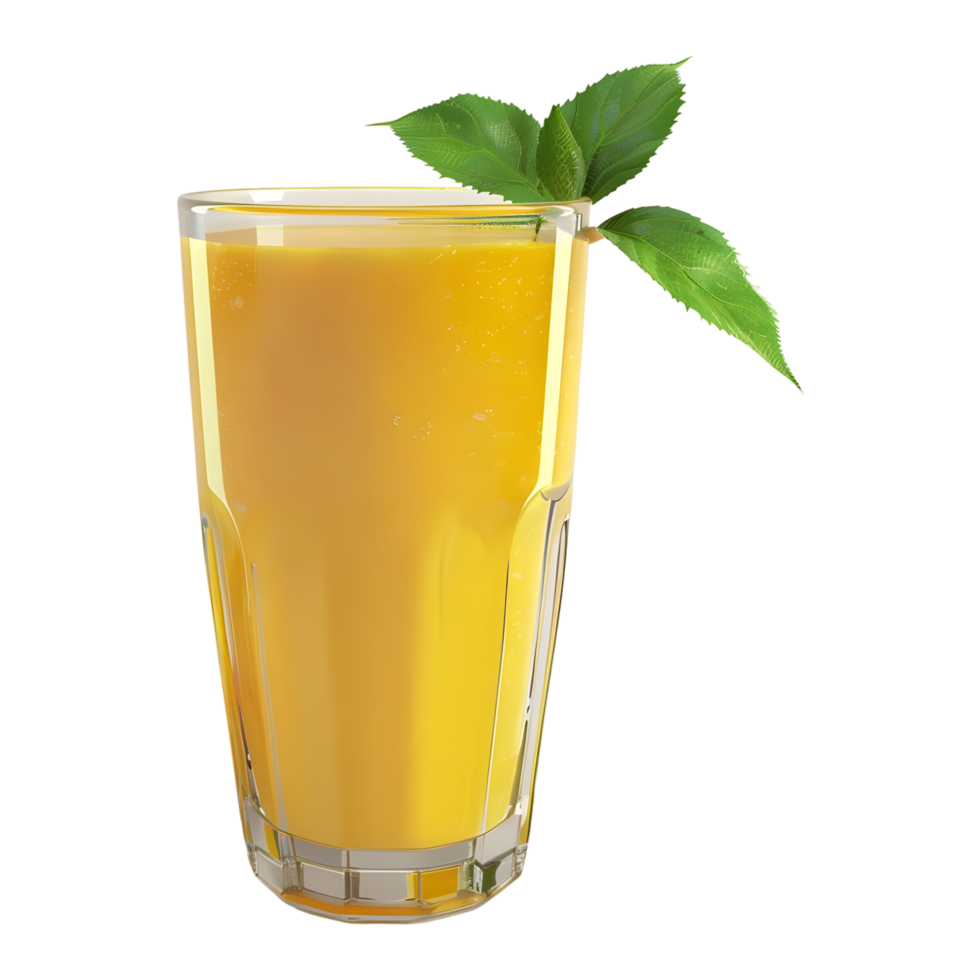 3D Rendering of a Mango Shake in a Glass on Transparent Background png
