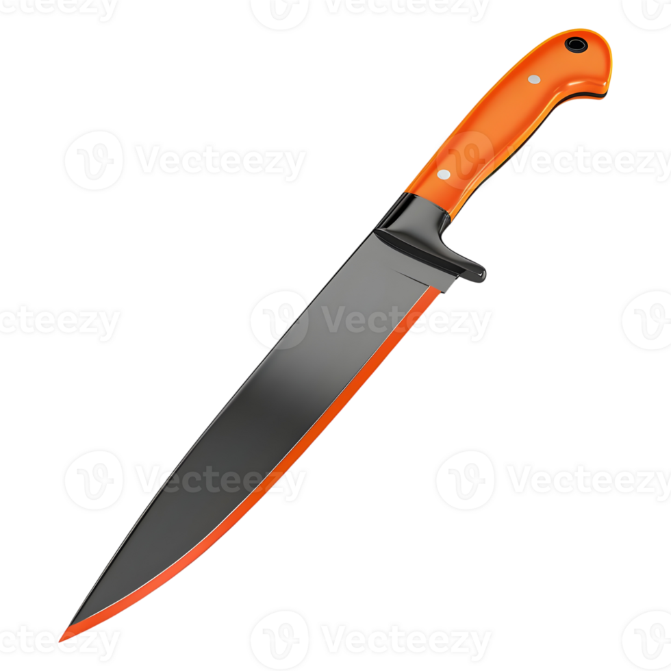 3D Rendering of a Sharp Kitchen Knife on Transparent Background png