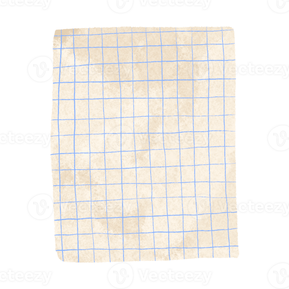 Paper templates for notes. A sheet of paper torn from a notebook in a blue cell. Illustration of notes from a notebook on an isolated background png