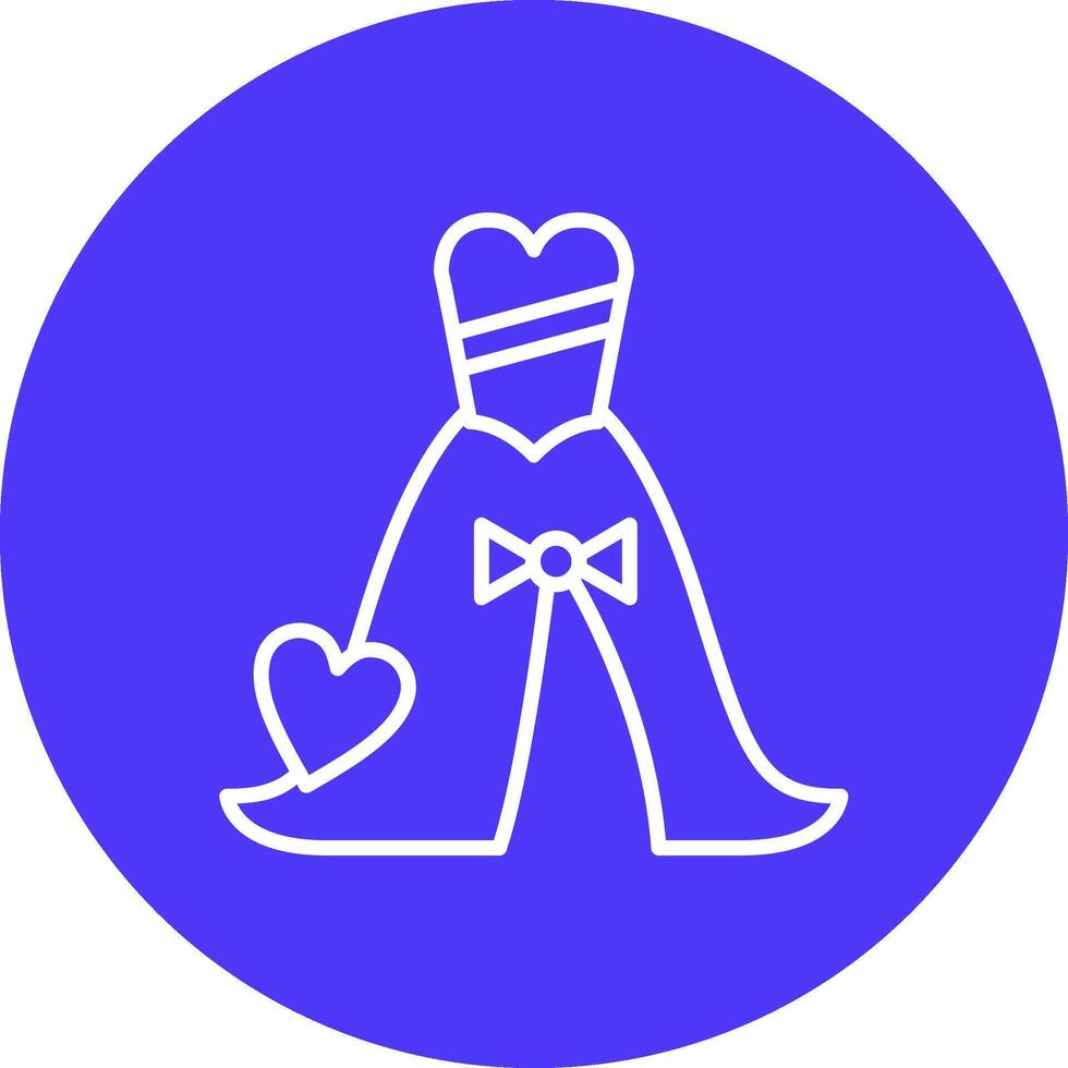 Wedding Dress Line Multi Circle Icon vector