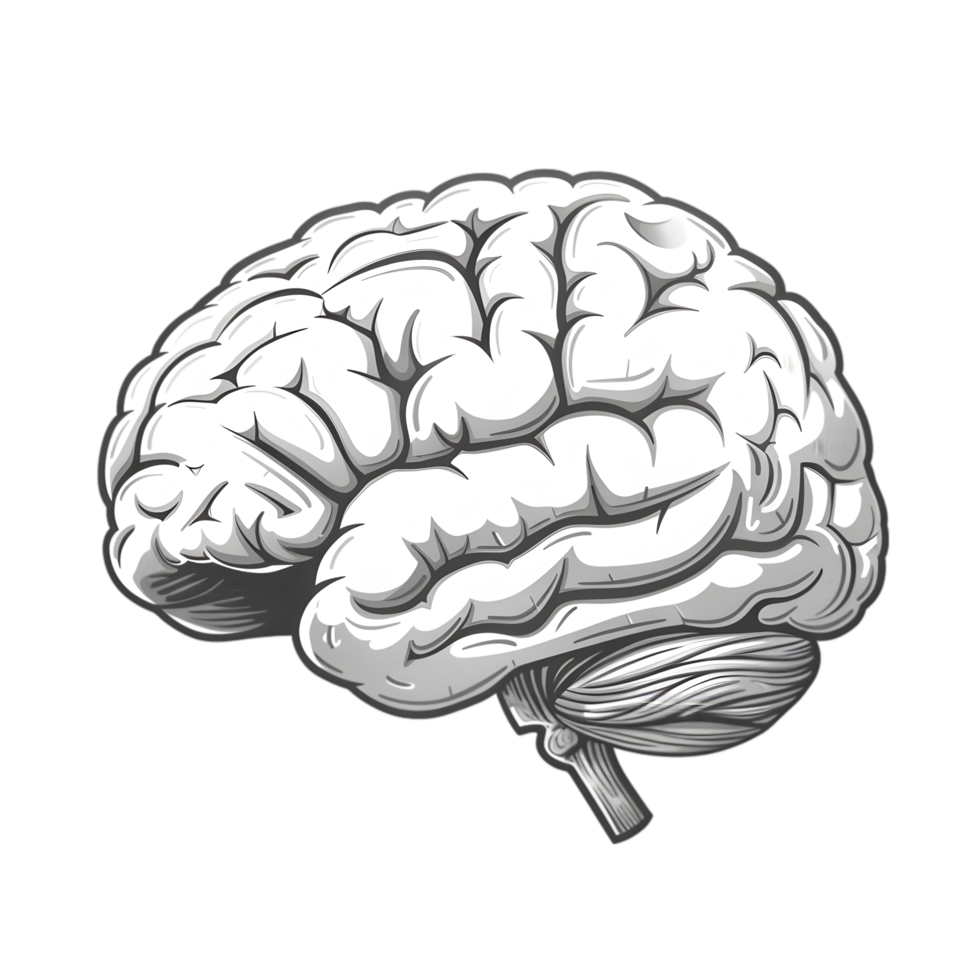 Transparent Black and White Brain Logo Icon Minimalist Neural Symbol png