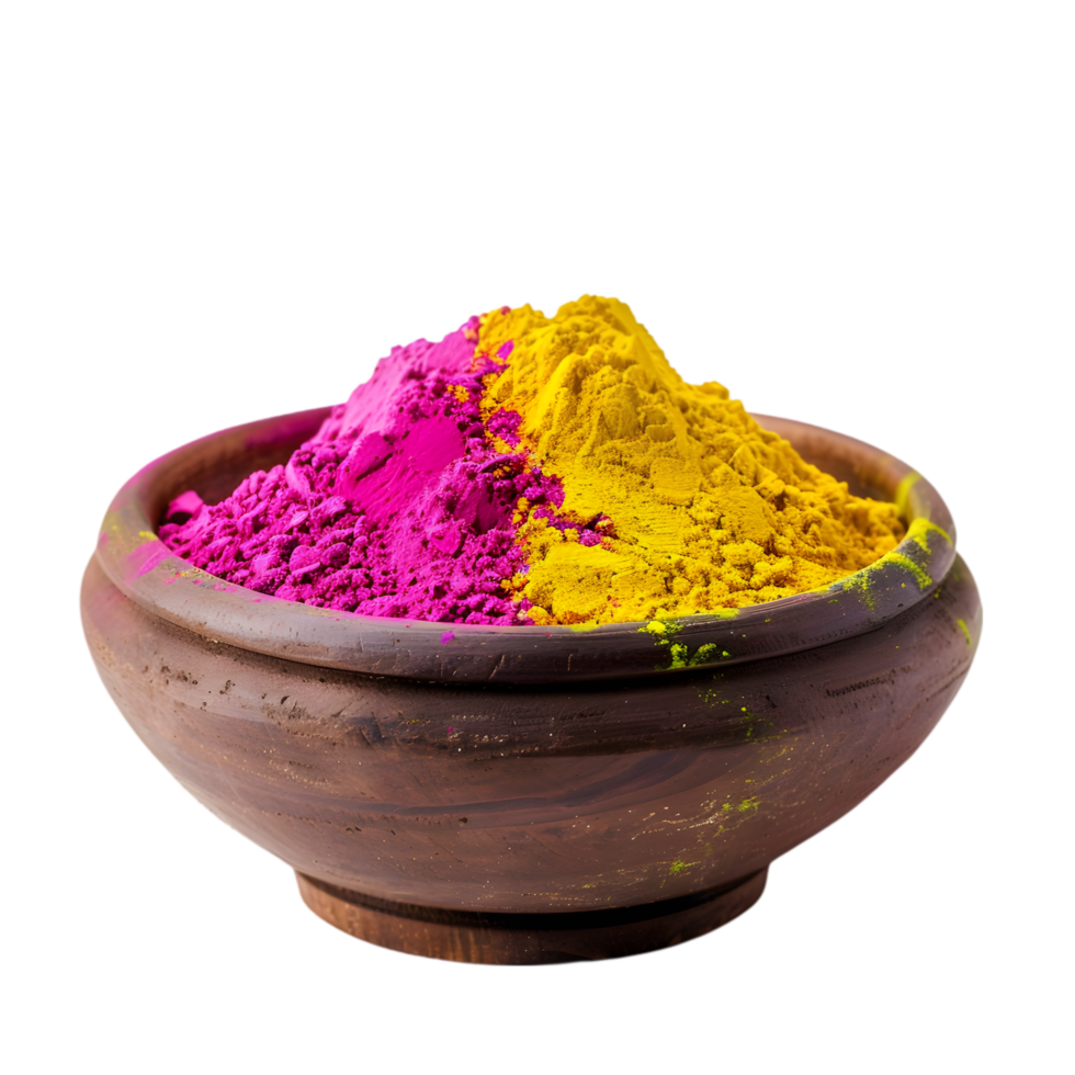 Colourful holi Powder Pots Celebrating Tradition with Unity and Joy png