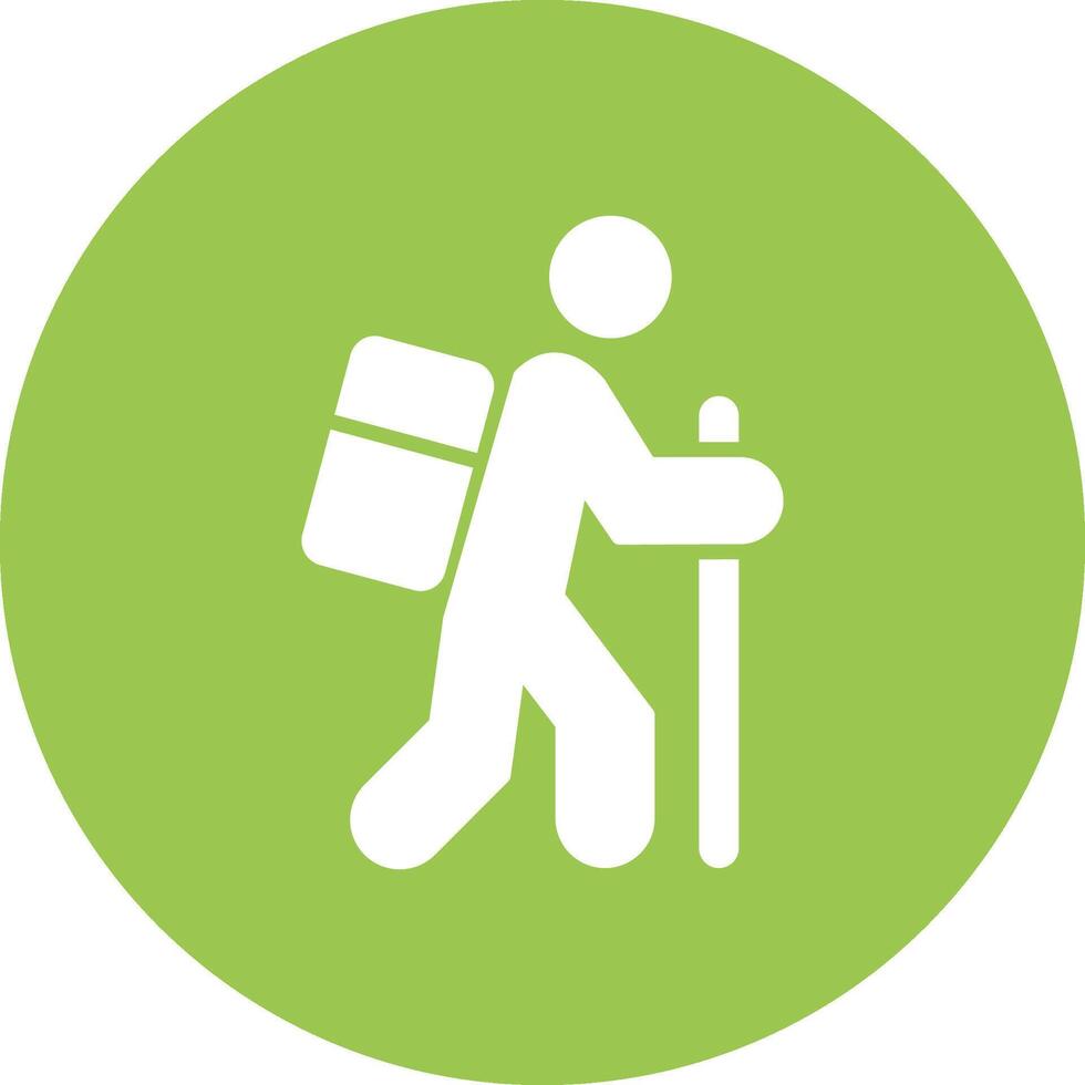 Hiking Glyph Multi Circle Icon vector