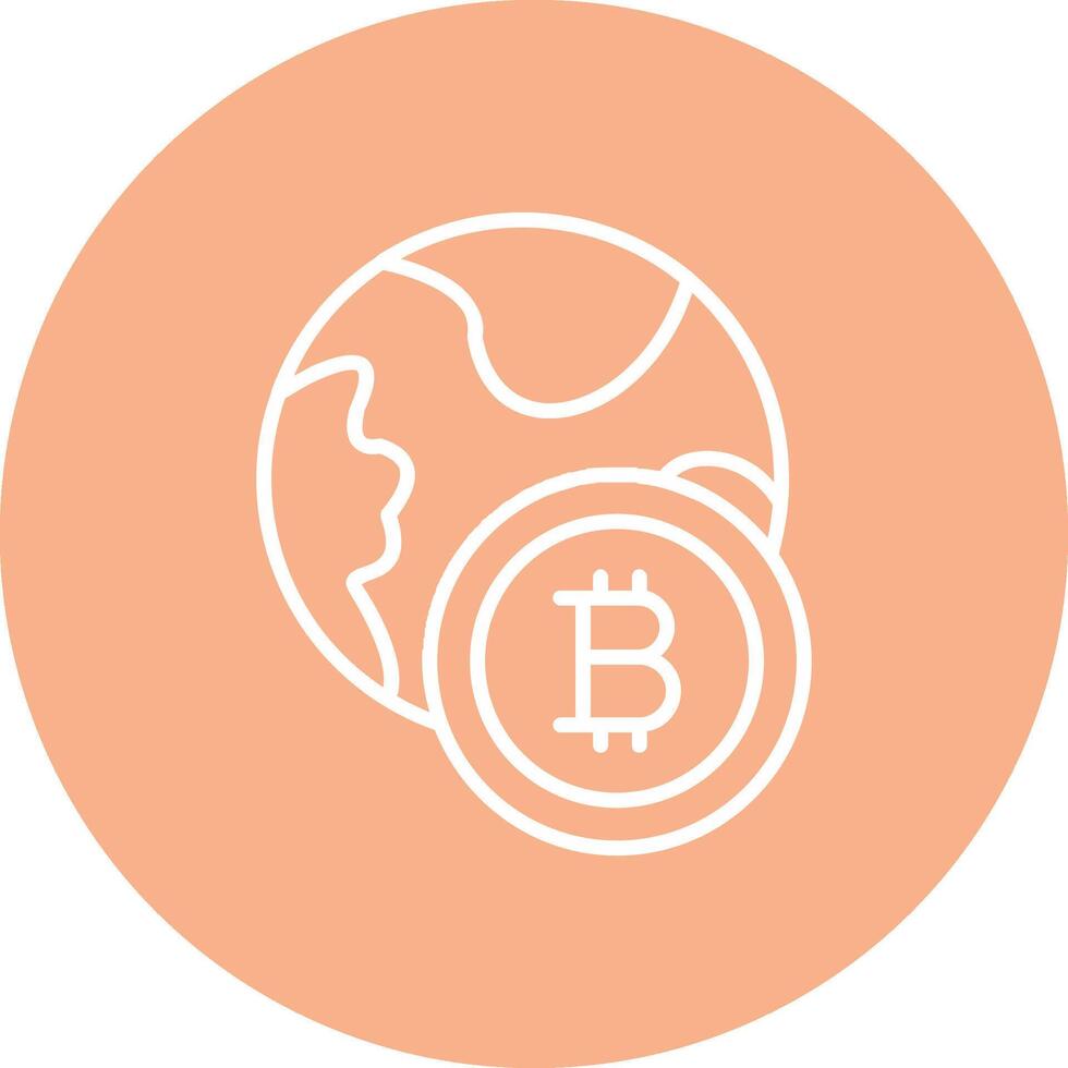 Bitcoin World Line Multi Circle Icon vector
