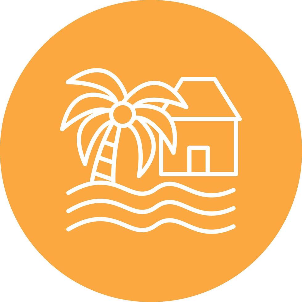 Beach House Line Multi Circle Icon vector