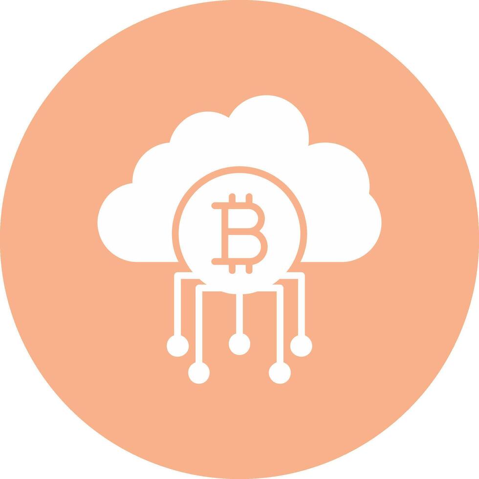Cloud Bitcoin Glyph Multi Circle Icon vector