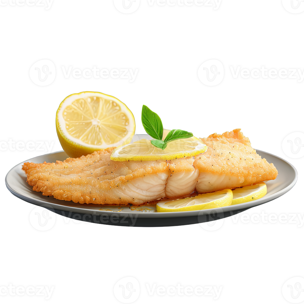 A scrumptious haddock fillet, deep-fried with a beer batter, delicates sea food, isolated on transparent background png