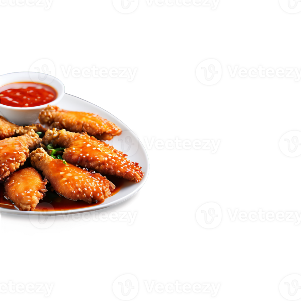 Fried fish wings crispy texture garnished with sweet and sour sauce shot with a shallow png