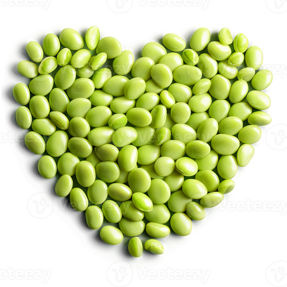 Lima fagioli leggero verde piatto e leggermente curvo in modo uniforme distribuito nel un' cuore forma cibo png