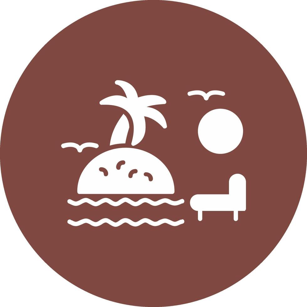 Sunset On Beach Glyph Multi Circle Icon vector