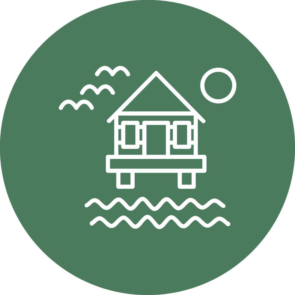 Beach Villa Line Multi Circle Icon vector
