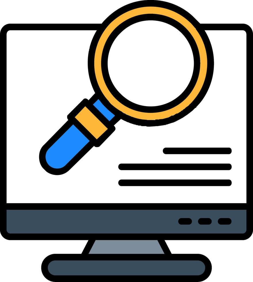 Magnifying Glass Line Filled Icon vector