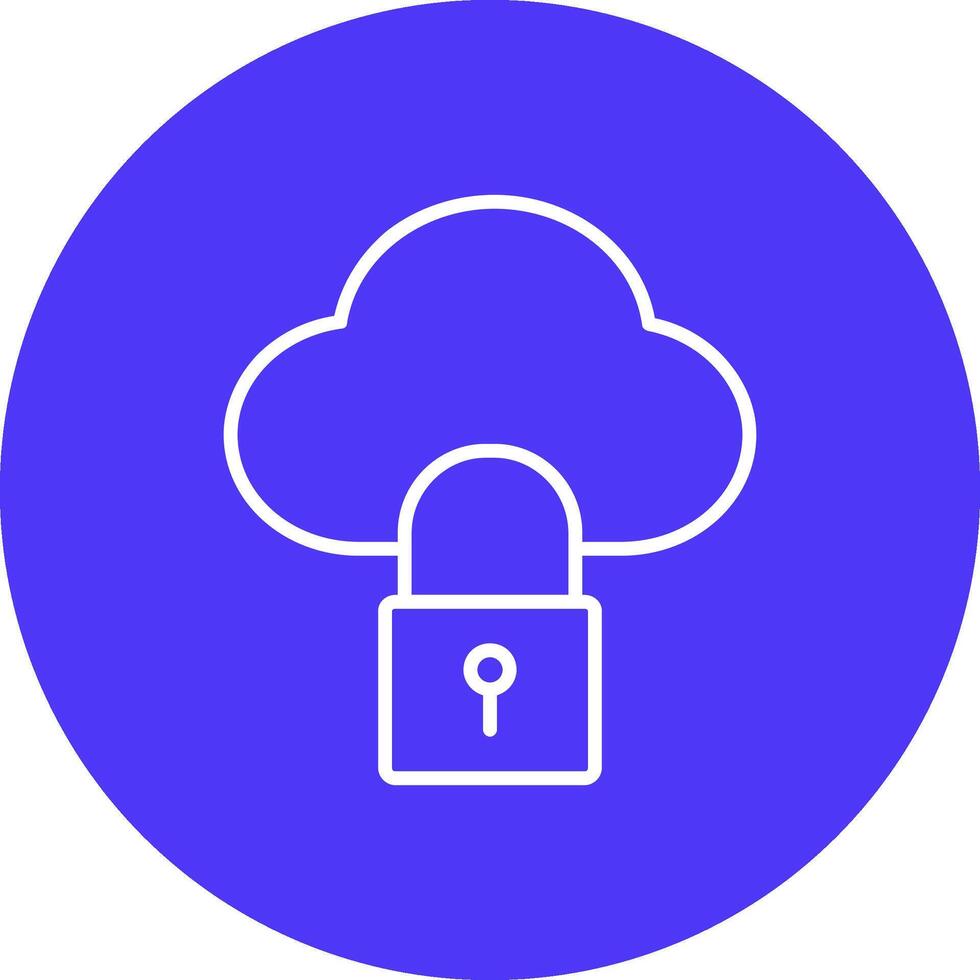 Cloud Lock Line Multi Circle Icon vector