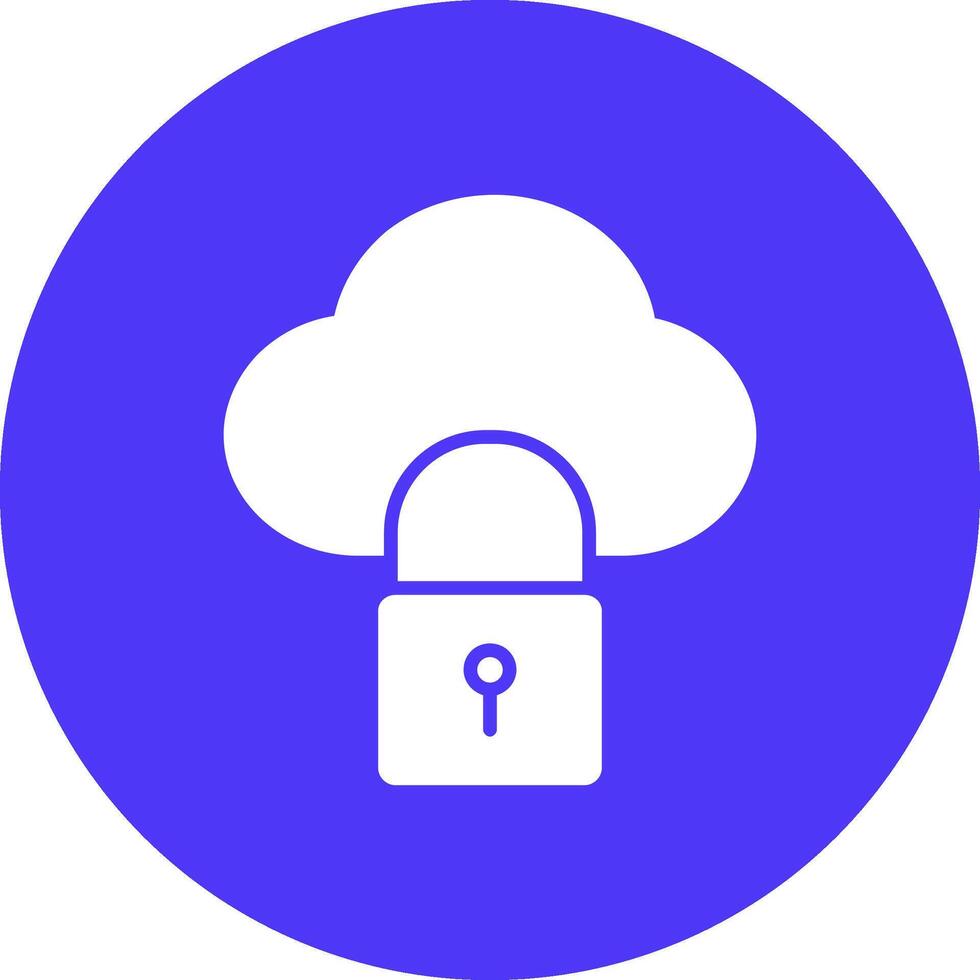 Cloud Lock Glyph Multi Circle Icon vector