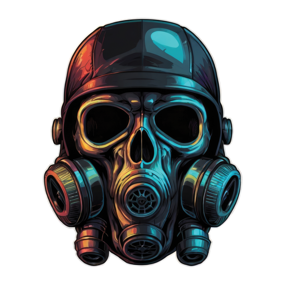 skull Head wearing a gas mask Illustration png