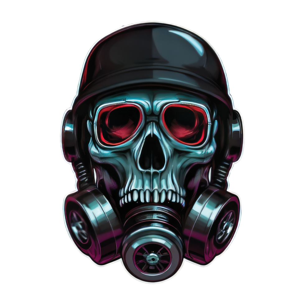 Detailed Illustration skull Head wearing a gas mask Sticker Art png