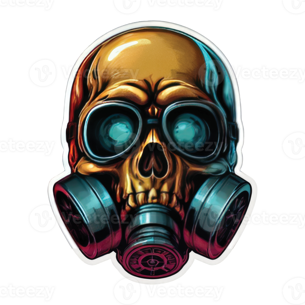 illustration of skull and gas mask png