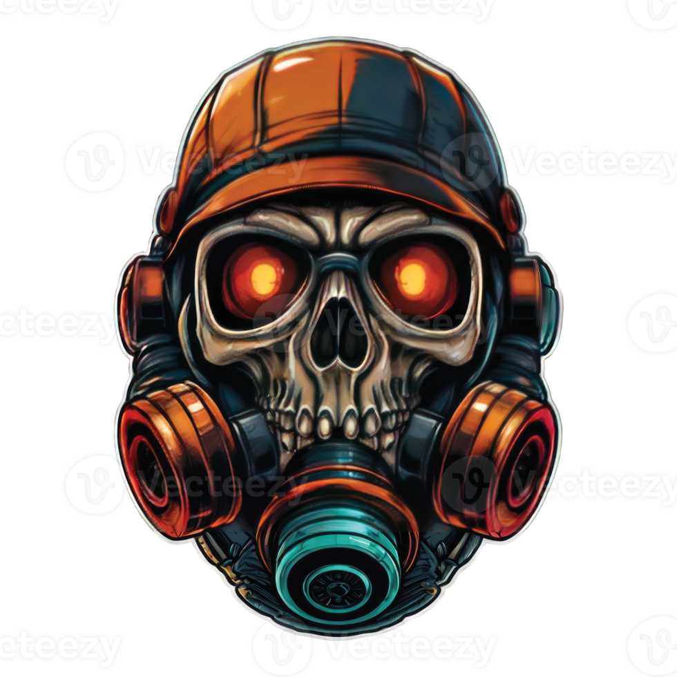 skull Head wearing a gas mask Illustration png