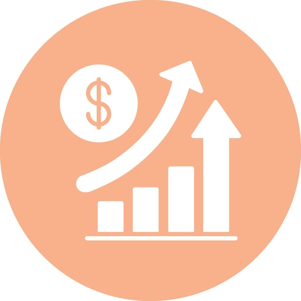 incrementar ventas glifo multi circulo icono vector