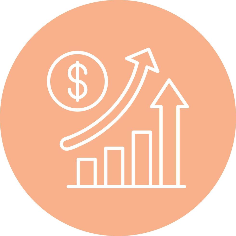 incrementar ventas línea multi circulo icono vector