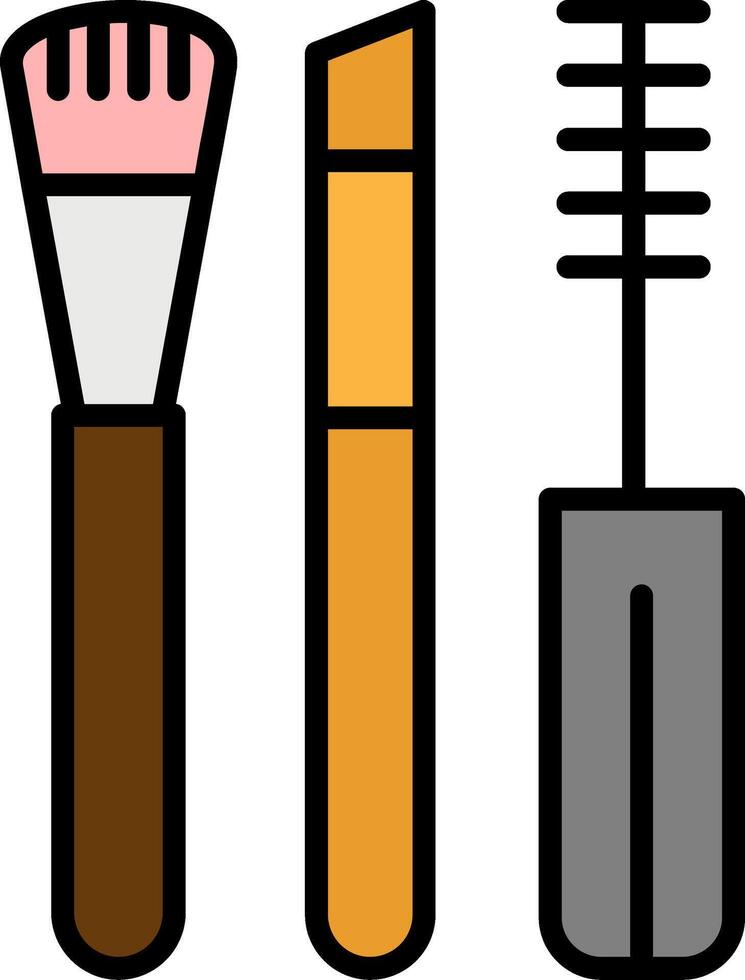 Makeup Brushes Line Filled Icon vector