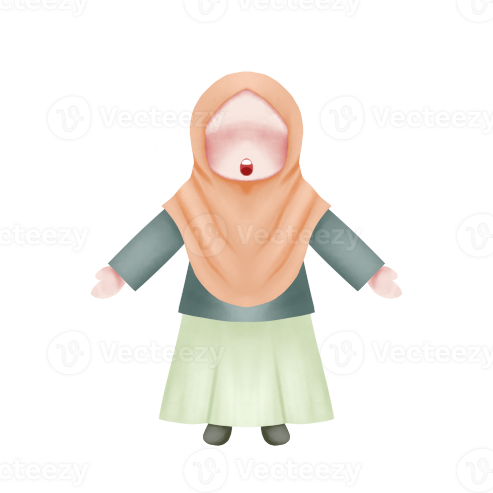 cute muslimah illustration png