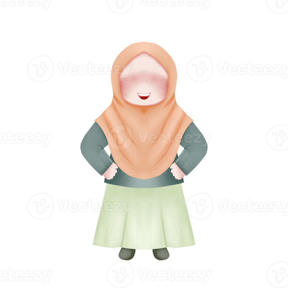 cute muslimah illustration png