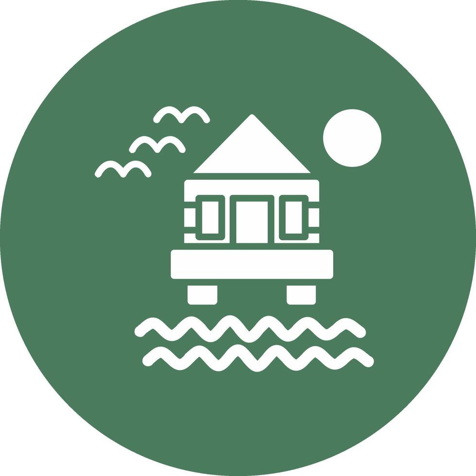 Beach Villa Glyph Multi Circle Icon vector
