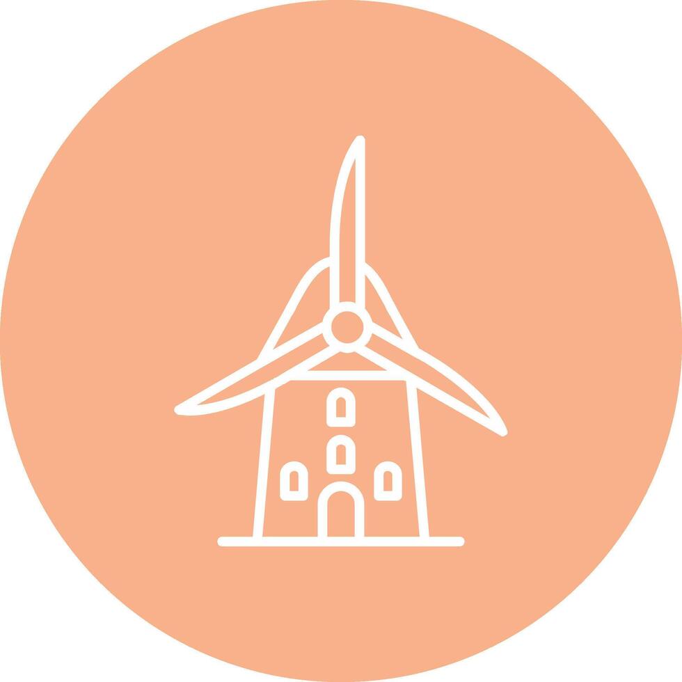 Wind Mill Line Multi Circle Icon vector