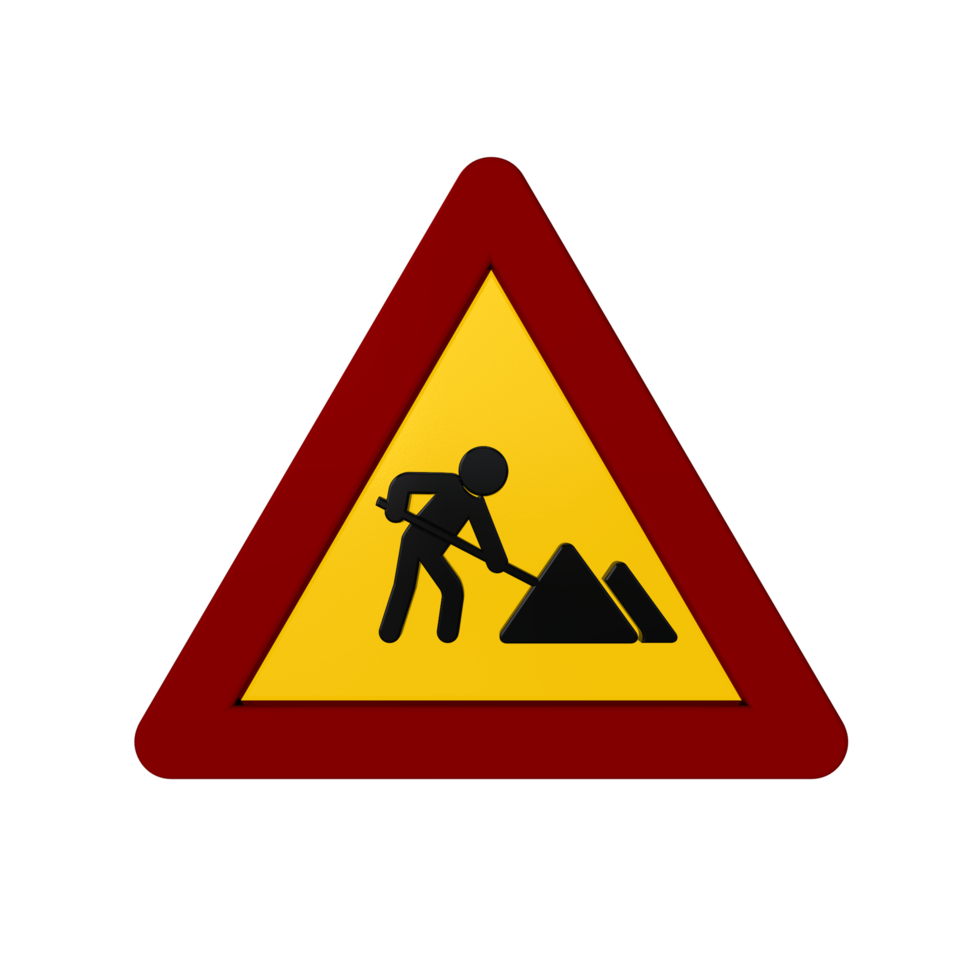 Road sign 3D render png