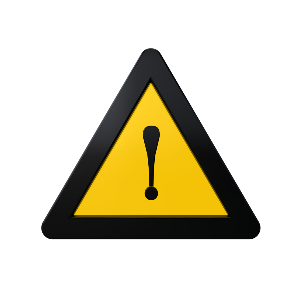 Warning Sign 3D render png